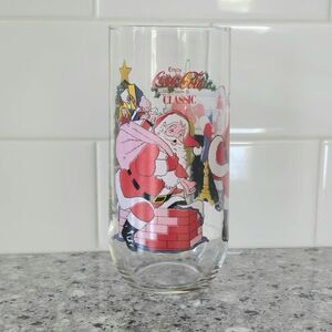 Vintage 80s Coca Cola‎ Classic Christmas Santa Glass Tumbler McCrory Stores